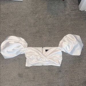 Lulus White Puff Sleeve Top Size:S